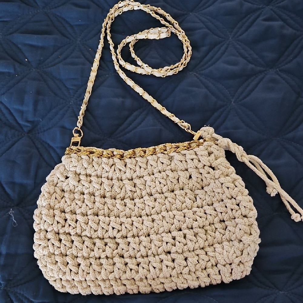 Elegant Tan Crochet Women Bag Handcrafted